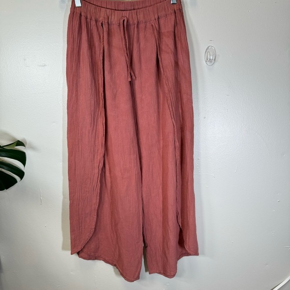 Vintage Pants - Hixcatl wide leg pants apricot brick medium capri harem lounge 100% cotton